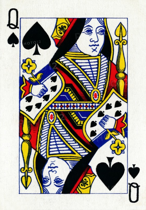 Queen of Spades from a deck of Goodall & Son Ltd. playing cards, c1940. Artist: Unknown.