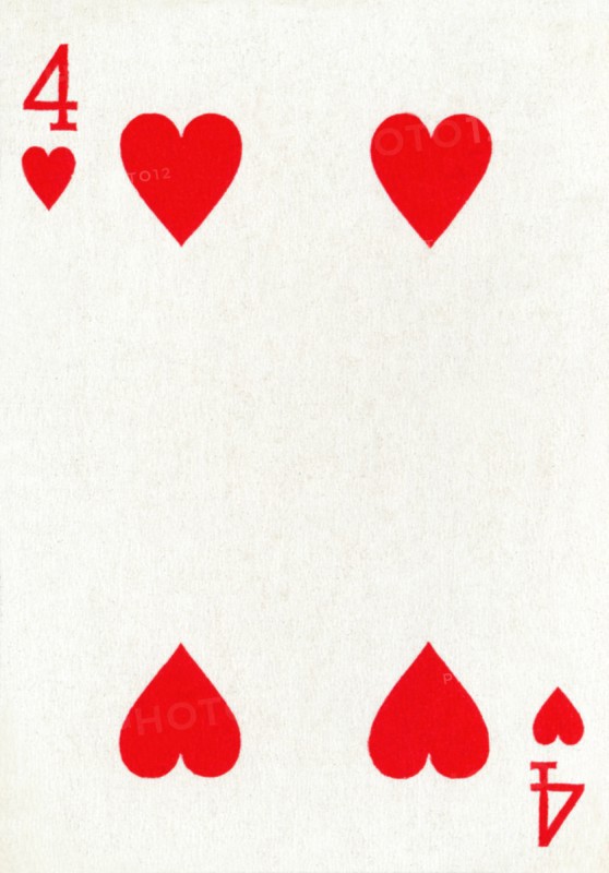 4 of Hearts from a deck of Goodall & Son Ltd. playing cards, c1940. Artist: Unknown.