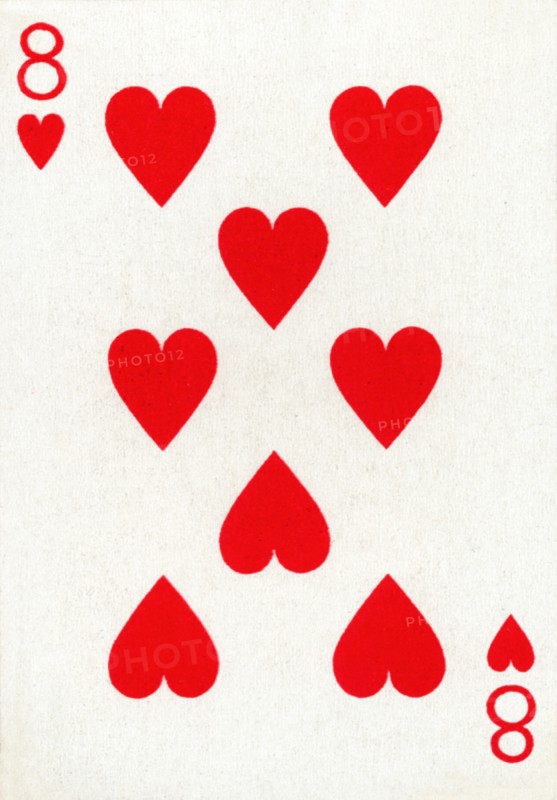 8 of Hearts from a deck of Goodall & Son Ltd. playing cards, c1940. Artist: Unknown.