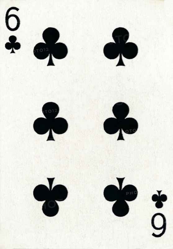 6 of Clubs from a deck of Goodall & Son Ltd. playing cards, c1940. Artist: Unknown.