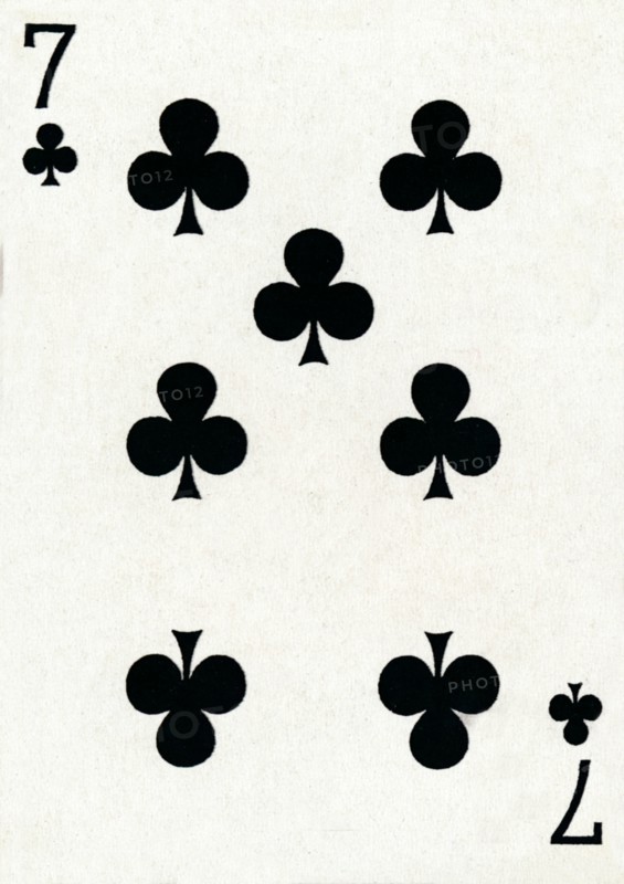7 of Clubs from a deck of Goodall & Son Ltd. playing cards, c1940. Artist: Unknown.