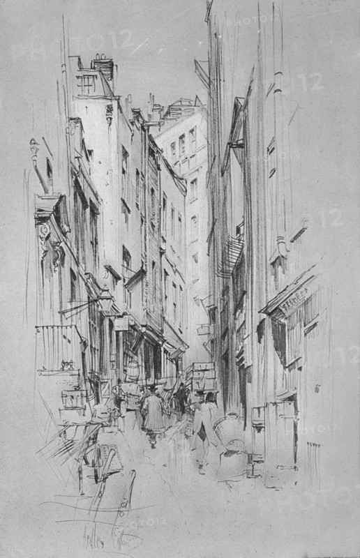 'Love Lane, showing the entrance to Wren's house on the left', c1902, (1903). Artist: Hedley Fitton.