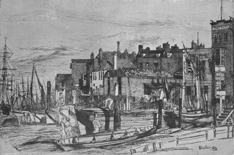 'Thames Police (formerly called Wapping Wharf', 1859, (1903). Artist: James Abbott McNeill Whistler.