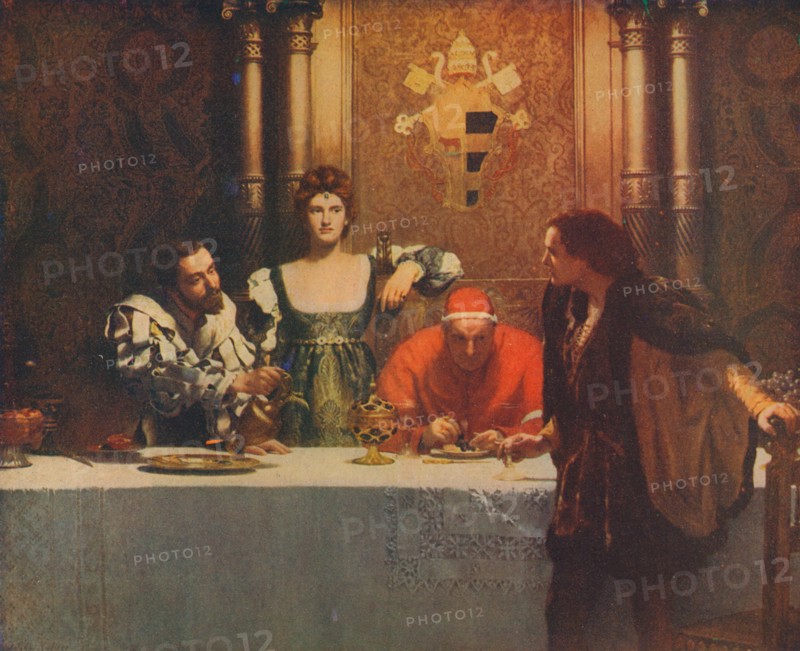 'A Glass of Wine with Caesar Borgia', 1893, (1914). Artist: John Maler Collier.