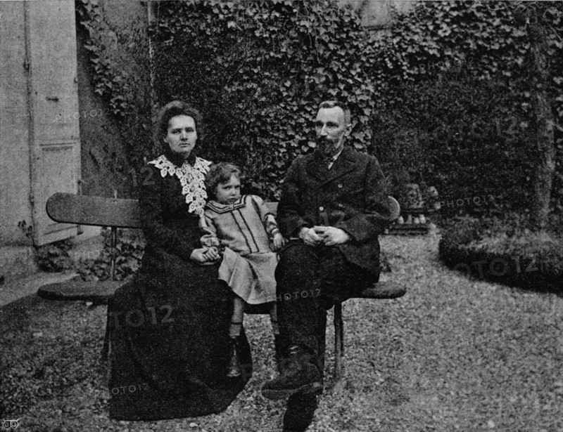 'M. and Mme Curie in the garden of their Paris house', c1902, (1903). Artist: Paris Ellis.
