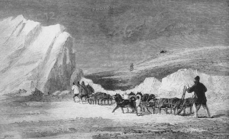 'M'cLintock's Search Party Finding One of Franlin's Cairns at Cape Herschel', c1859, (1928). Artist: Unknown.