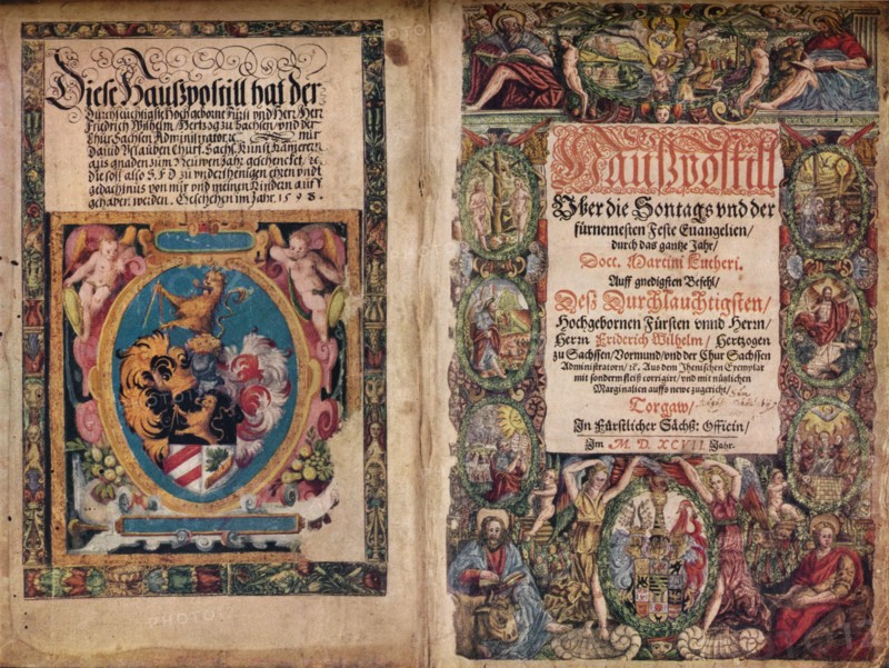 'An Early Autograph Album: A Hauspostill from the works of Martin Luther', c1550. Artist: Unknown.
