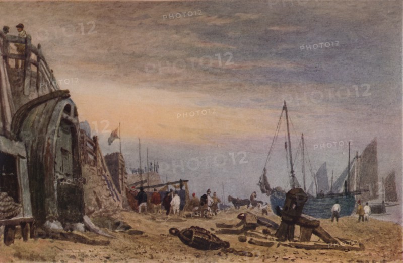 'Brighton Beach, Haze clearing off', c1820. Artist: Frederick Nash.