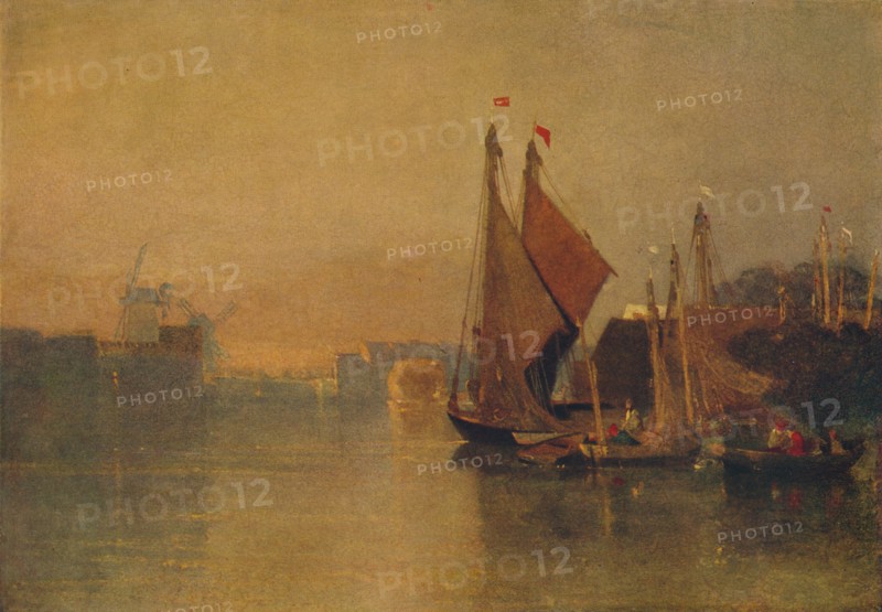 'View from Yarmouth Bridge, Norfolk, Looking towards Breydon, Just after Sunset', c1823. Artist: John Sell Cotman.