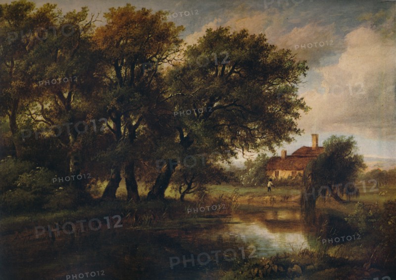 'Old Cottages on the Brent, looking towards Harrow', 1830. Artist: Patrick Nasmyth.