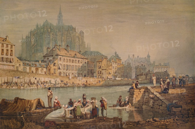 'Cathedral Town on a River', c1825. Artist: Samuel Prout.