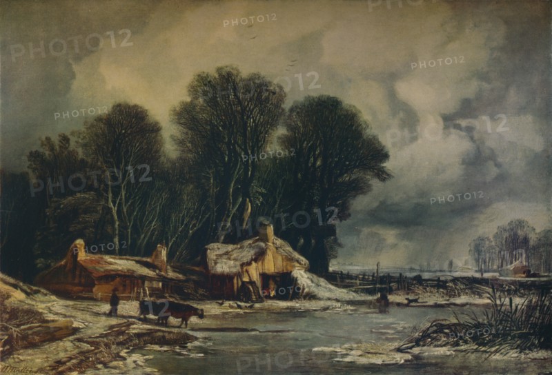 'Landscape with Old Cottages: Winter', 1833. Artist: William James Muller.