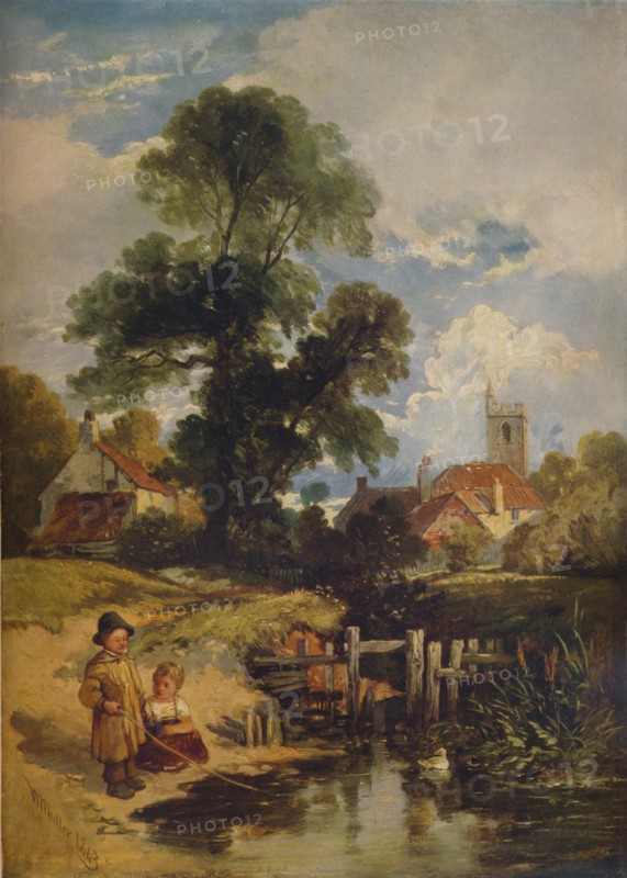 'River Scene with Children (The Young Anglers)', 1843. Artist: William James Muller.