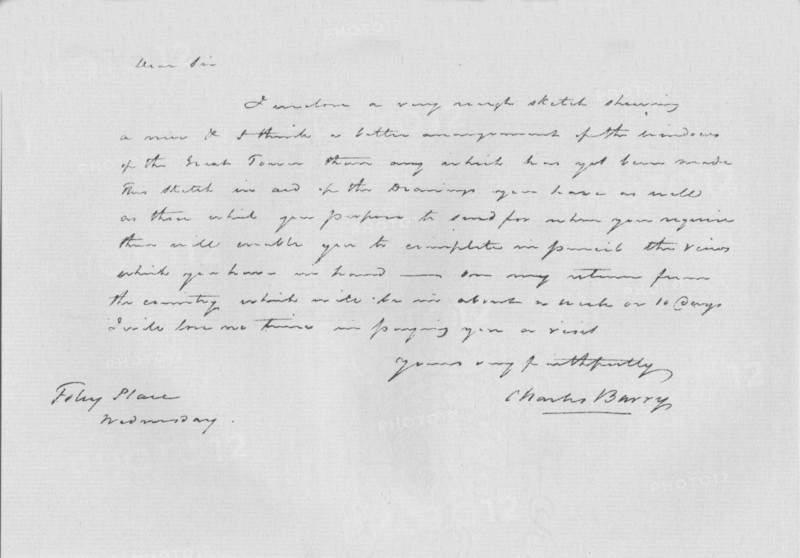 A letter from Charles Barry, c1840 (1904). Artist: Sir Charles Barry.