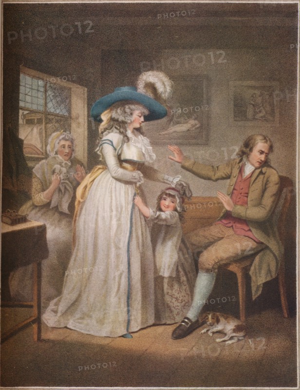 'The Virtuous Parent. Laetitia Endeavours In Vain By Parents To Reconcile Her Parents',1789. Artist: John Raphael Smith.