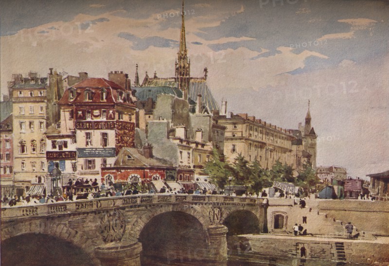 'Paris from the Pont St Michel', c1846. Artist: Charles Claude Pyne.
