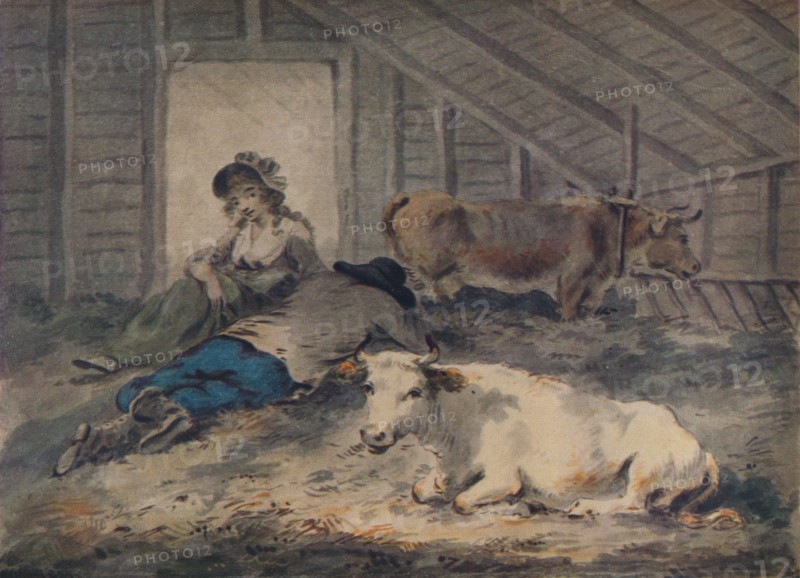 'Courtship in a Cowshed', c1801. Artist: Julius Caesar Ibbetson.