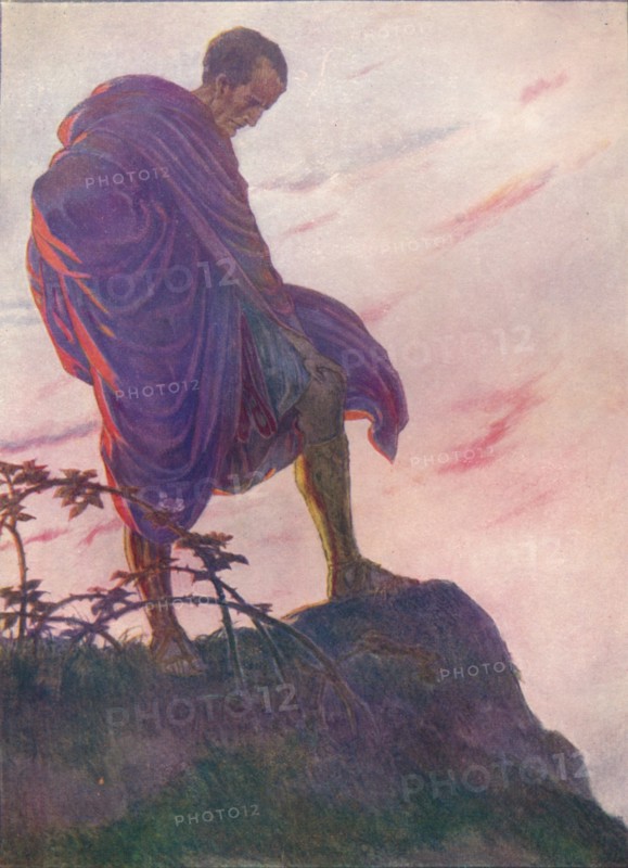 'Looking down upon the stream, he stood awhile deep in thought', c1912 (1912). Artist: Unknown.