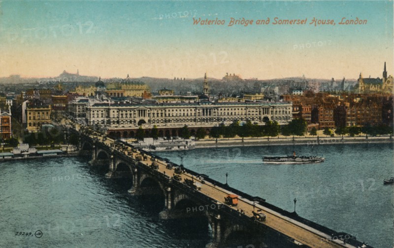 'Waterloo Bridge and Somerset House, London', c1910.  Artist: Unknown.