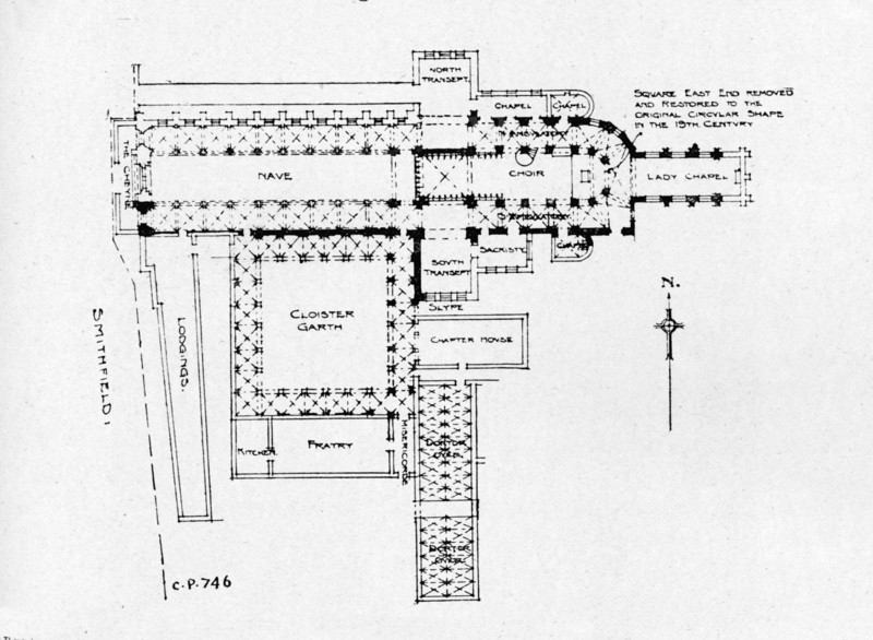 Plan of the Priory Church of St Bartholomew-the-Great, London, 1906. Artist: Unknown.