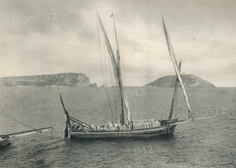 Sailing boat in the harbour of Naples, Italy, 1927. Artist: Eugen Poppel.