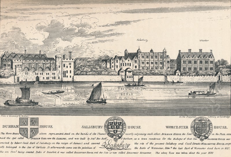 Durham House, Salisbury House and Worcester House, London, c1808 (1903). Artist: Unknown.