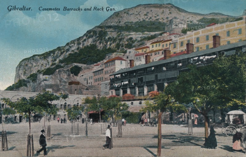 'Gibraltar - Casemates Barracks and Rock Gun', c1900. Artist: Unknown.