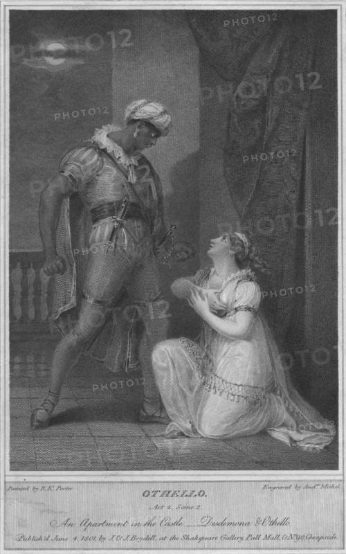 'Othello. Act 4. Scene 2. An Apartment in the Castle. Desdemona & Othello', 1801.  Artist: Andrew Michel.