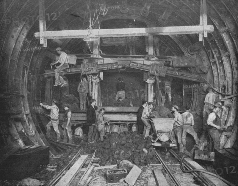 Excavating a tube railway, Great Northern and City Railway, London, c1903 (1903). Artist: Pearson & Son Ltd.