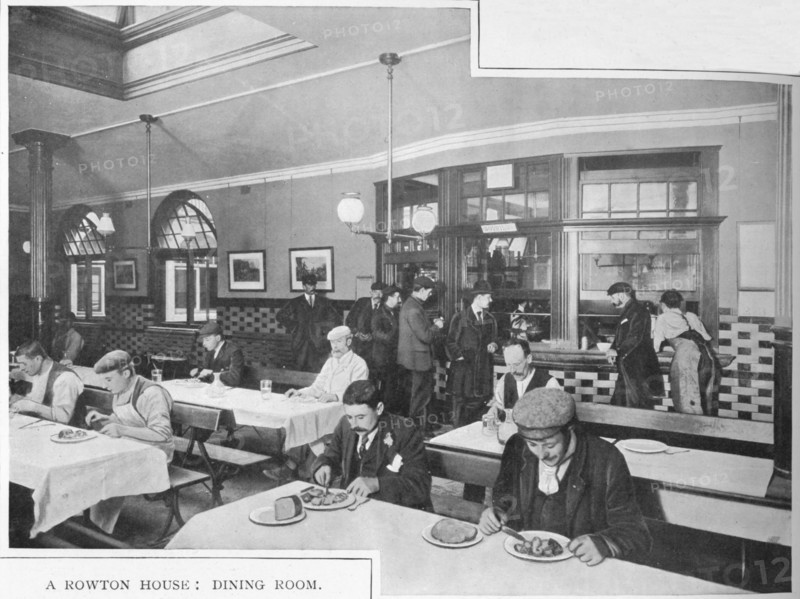 Dining room in a Rowton House, Hammersmith, London, c1902 (1903). Artist: Unknown.