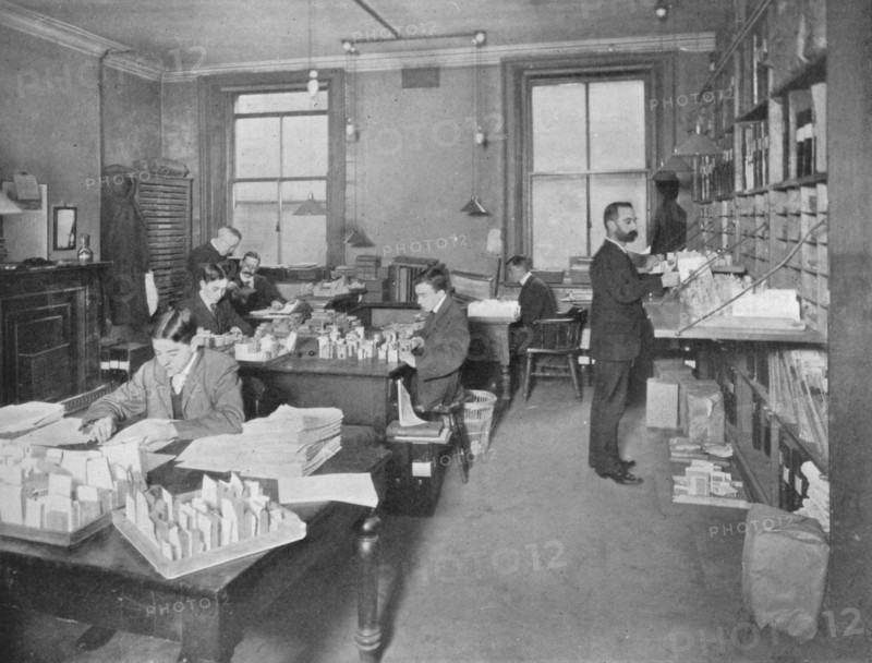 Preparing publications for the press, Patent Office, London, c1903 (1903). Artist: Unknown.