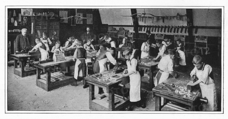 A manual training centre: woodwork, London, c1900 (1901). Artist: Unknown.