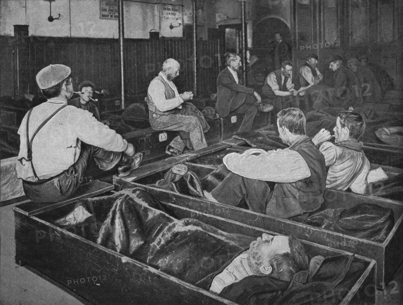 Inside Medland Hall homeless shelter, Ratcliff, London, c1900 (1901). Artist: Unknown.