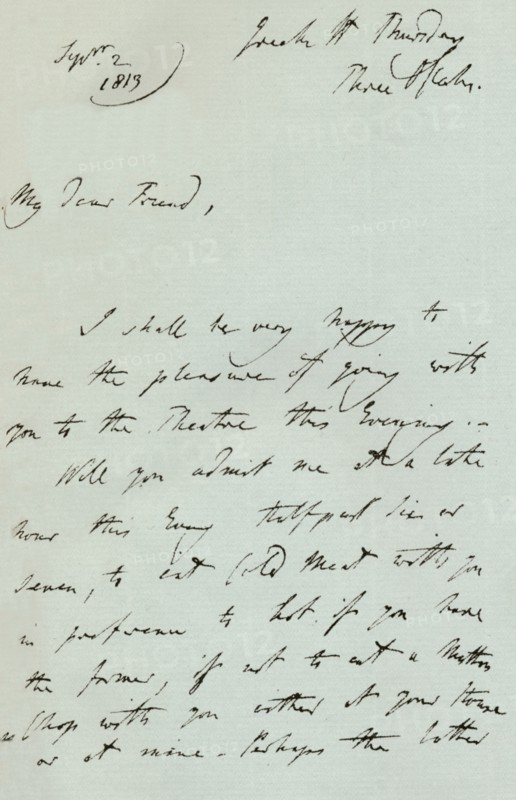 A letter from Sir Thomas Lawrence, 1819 (1904). Artist: Thomas Lawrence.