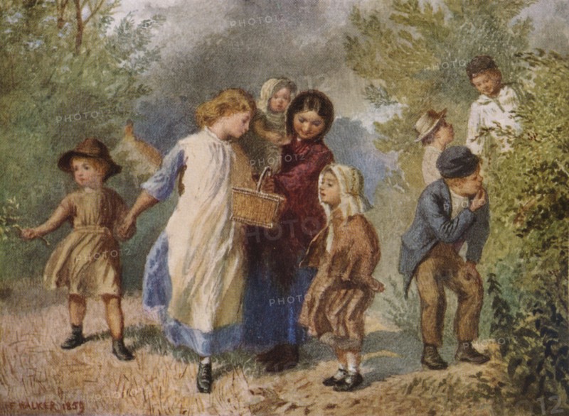 'Blackberrying', 1859, (1938). Artist: Fred Walker.