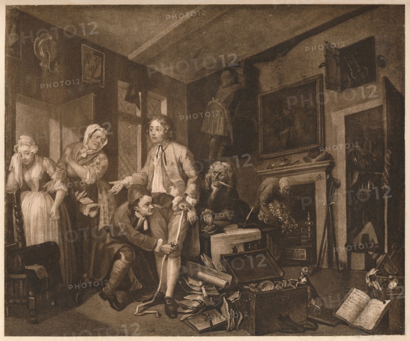 'A Rake's Progress'; scene I, 1735. Artist: William Hogarth.