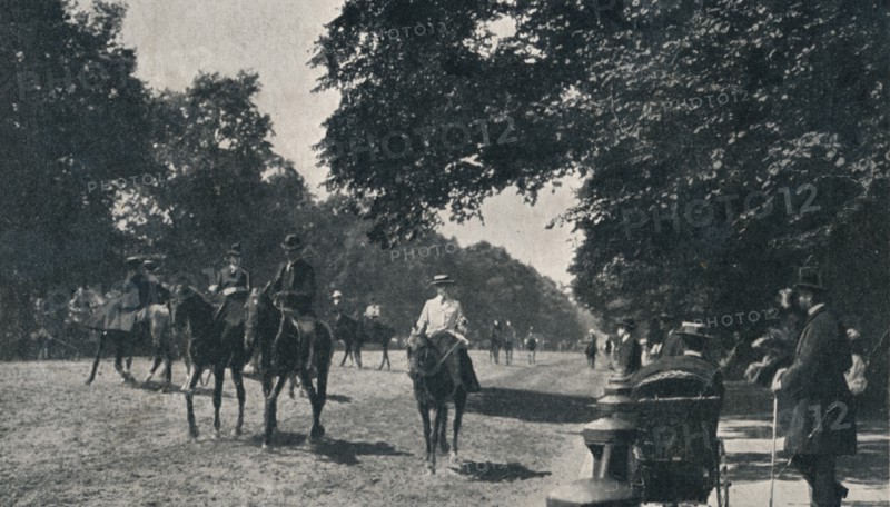 'Rotten Row, Hyde Park', c1900. Artist: Unknown.