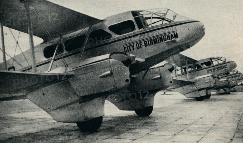 De Havilland DH89 aircraft used on some of the Railway Air Service routes, c1934 (c1937). Artist: Unknown.