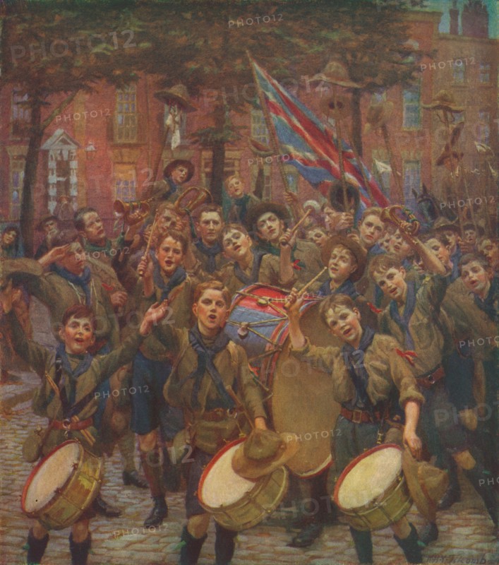 'Cheering the Chief Scout', c1914 (1928). Artist: William Holt Yates Titcomb.