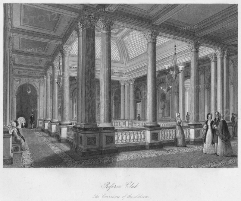 'Reform Club. The Corridors of the Saloon', c1841. Artist: William Radclyffe.
