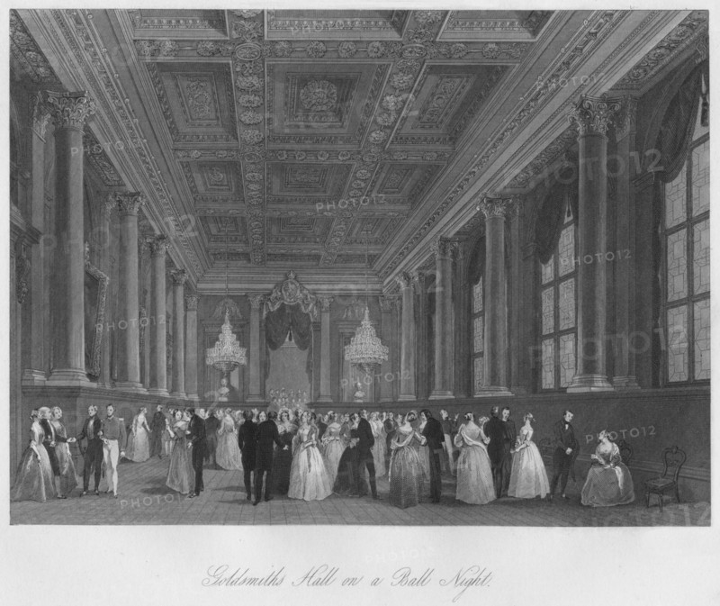 'Goldsmith's Hall on a Ball Night', c1841. Artist: Henry Melville.