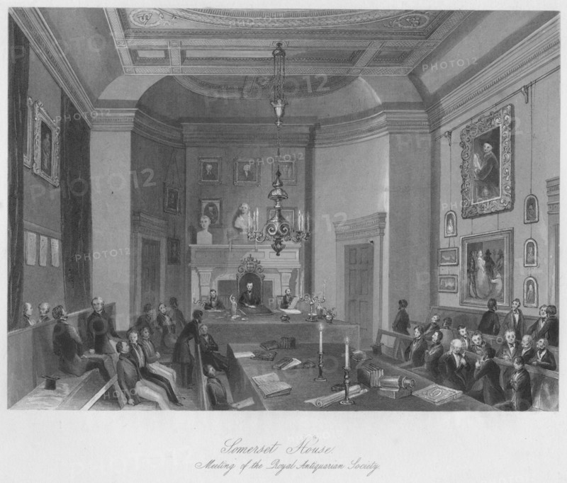 'Somerset House. Meeting of the Royal Antiquarian Society', c1841. Artist: Henry Melville.
