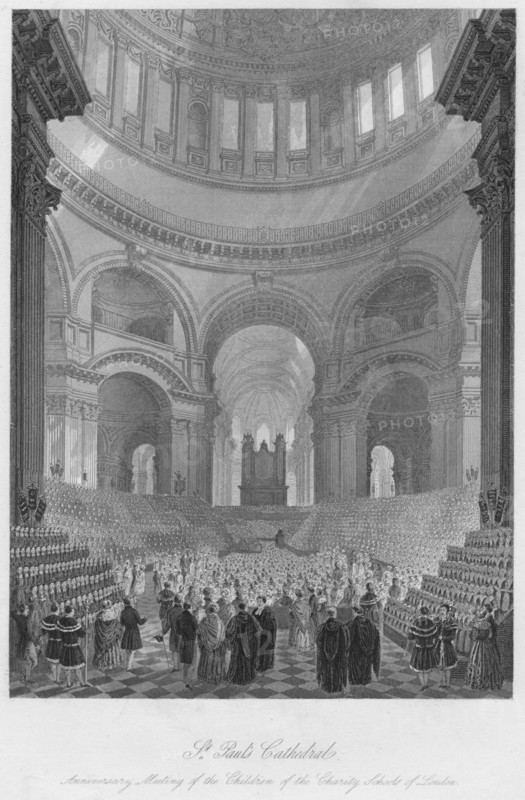 'St. Paul's Cathedral. Anniversary Meeting of the Children of the Charity Schools of London', c1841. Artist: William Haydon Fuge.