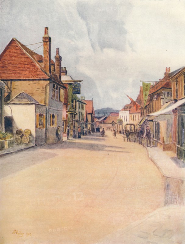 'High Street, Leatherhead', 1912, (1914). Artist: James S Ogilvy.