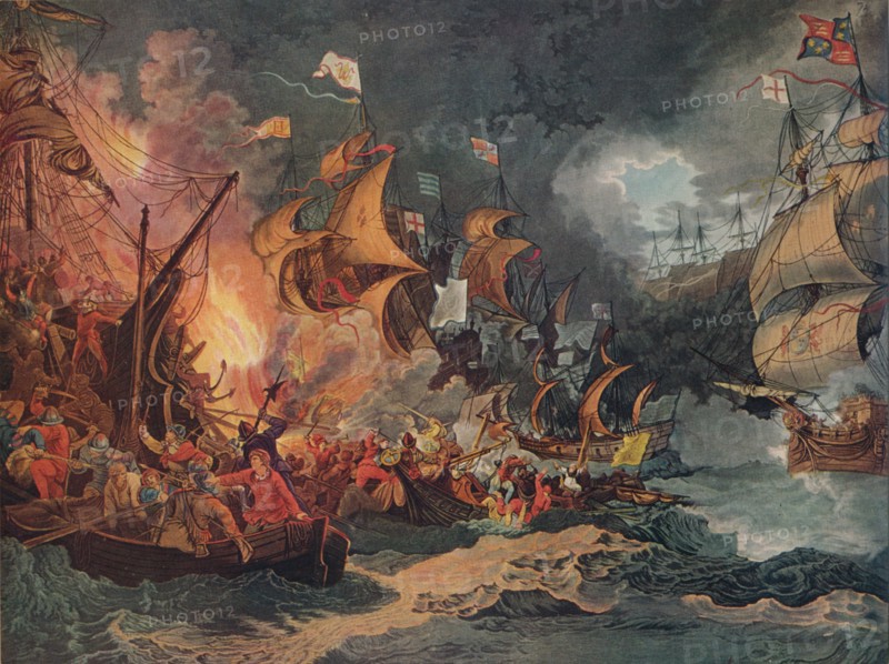 'Defeat of the Spanish Armada', c1797. Artist: Philip James de Loutherbourg.