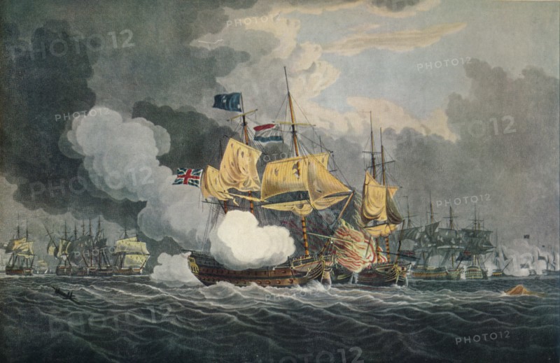 'The Battle of Camperdown', c1798, (1924). Artist: Robert Clevely.