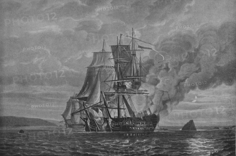 'The 'Mars' and 'L'Hercule'', c1799. Artist: Nicholas Pocock.
