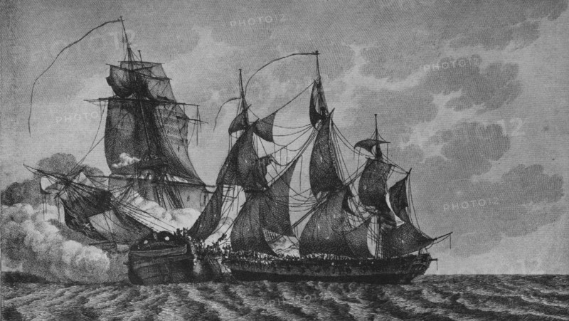 'The 'Ambuscade' and the 'Bayonnaise', c1799. Artist: Pierre Ozanne.