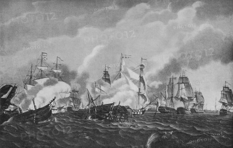 'Action off San Domingo', c1807. Artist: Richard Harraden.