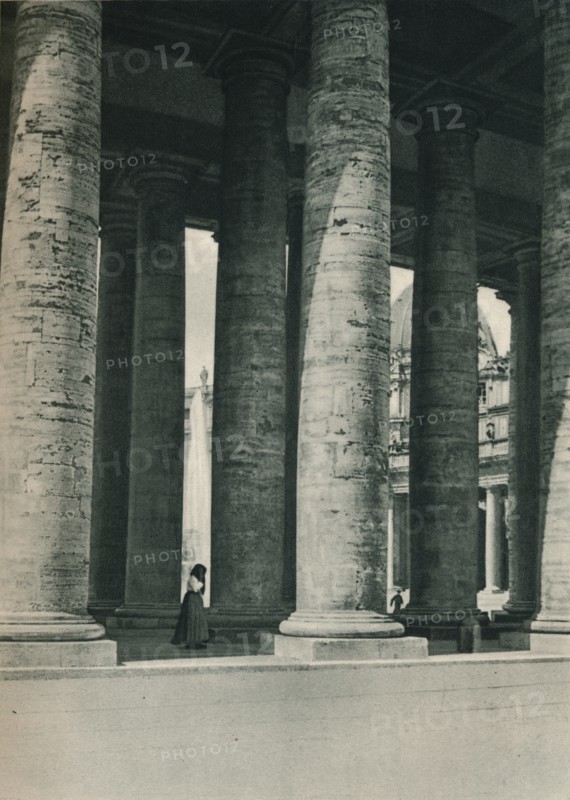 Part of the colonnade at St Peter's Square, Rome, Italy, c1926 (1927). Artist: Eugen Poppel.